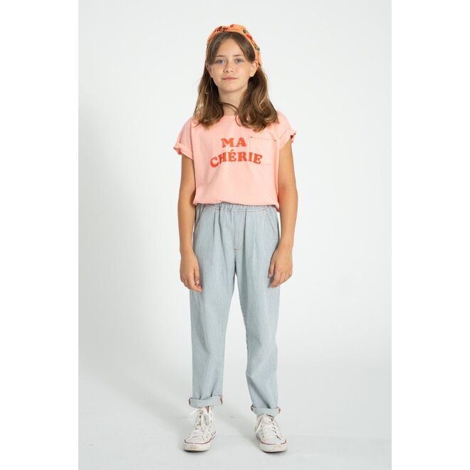 Piupiuchick | Unisex Trousers Ecru With Indigo Stripes