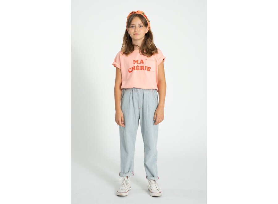 Piupiuchick | Unisex Trousers Ecru With Indigo Stripes