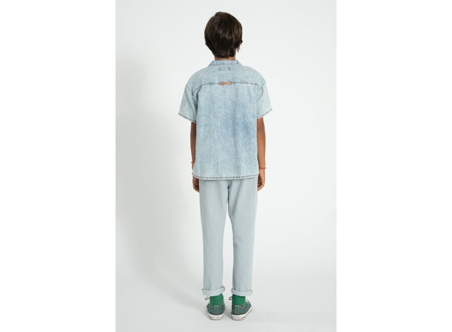 Piupiuchick | Unisex Trousers Ecru With Indigo Stripes