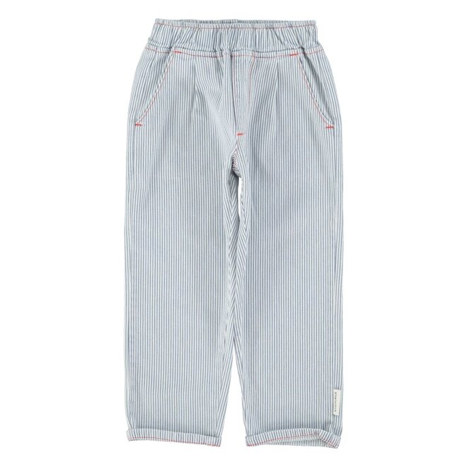 Piupiuchick | Unisex Trousers Ecru With Indigo Stripes