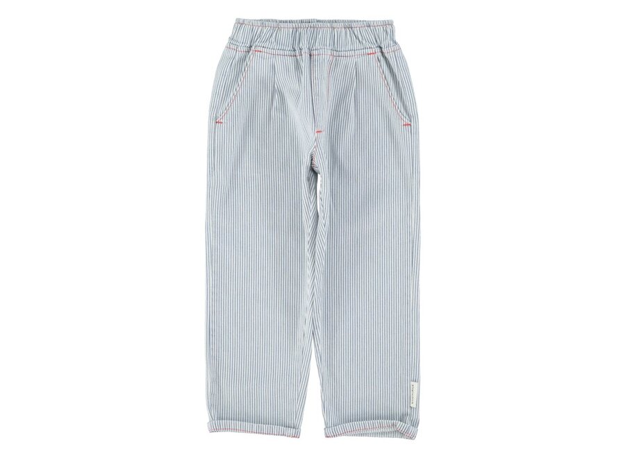 Unisex Trousers Ecru With Indigo Stripes