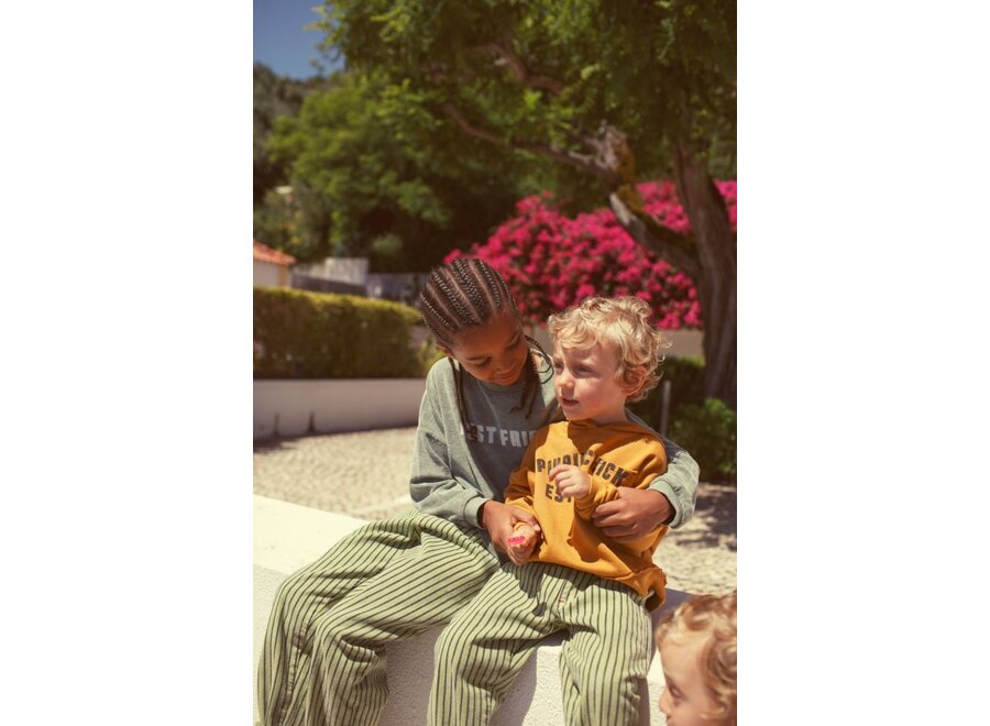 Piupiuchick | Unisex Trousers Green With Indigo Stripes