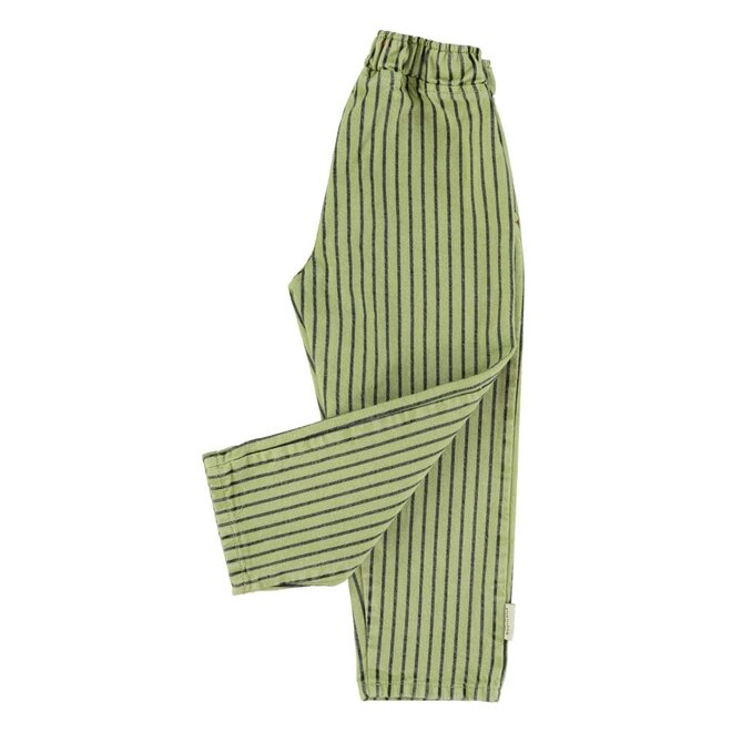 Piupiuchick | Unisex Trousers Green With Indigo Stripes