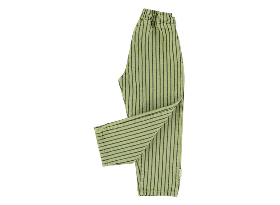 Piupiuchick | Unisex Trousers Green With Indigo Stripes