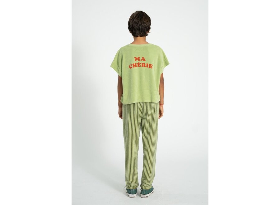 Piupiuchick | Unisex Trousers Green With Indigo Stripes