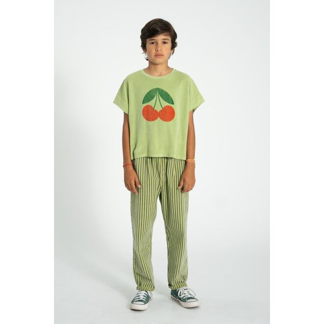 Piupiuchick | Unisex Trousers Green With Indigo Stripes