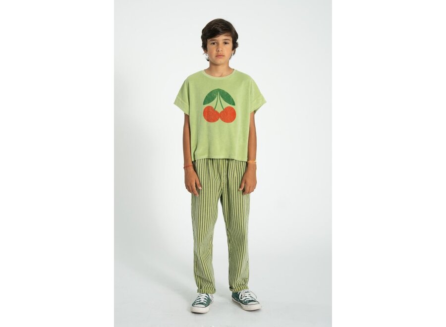 Piupiuchick | Unisex Trousers Green With Indigo Stripes