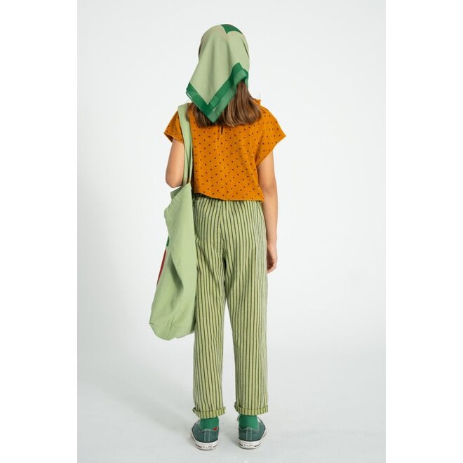 Piupiuchick | Unisex Trousers Green With Indigo Stripes