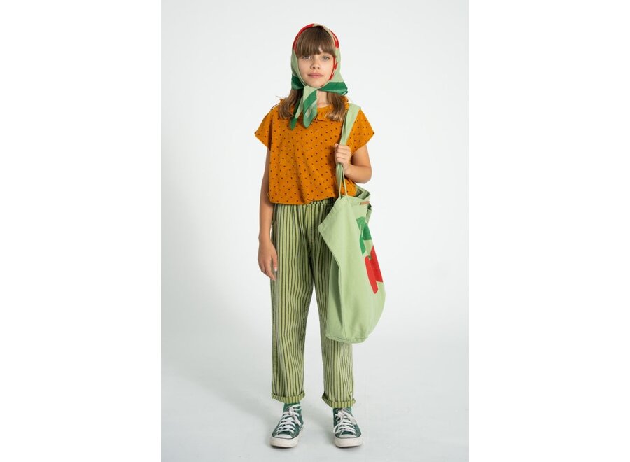 Piupiuchick | Unisex Trousers Green With Indigo Stripes