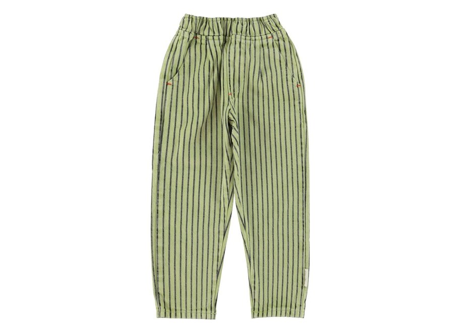 Piupiuchick | Unisex Trousers Green With Indigo Stripes