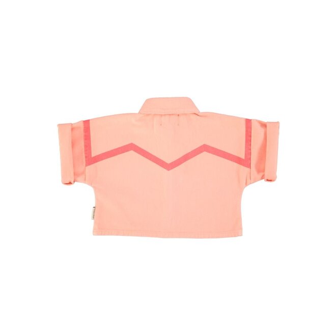 Piupiuchick | Short Sleeves Jacket Pink With Pink Geometric Lines