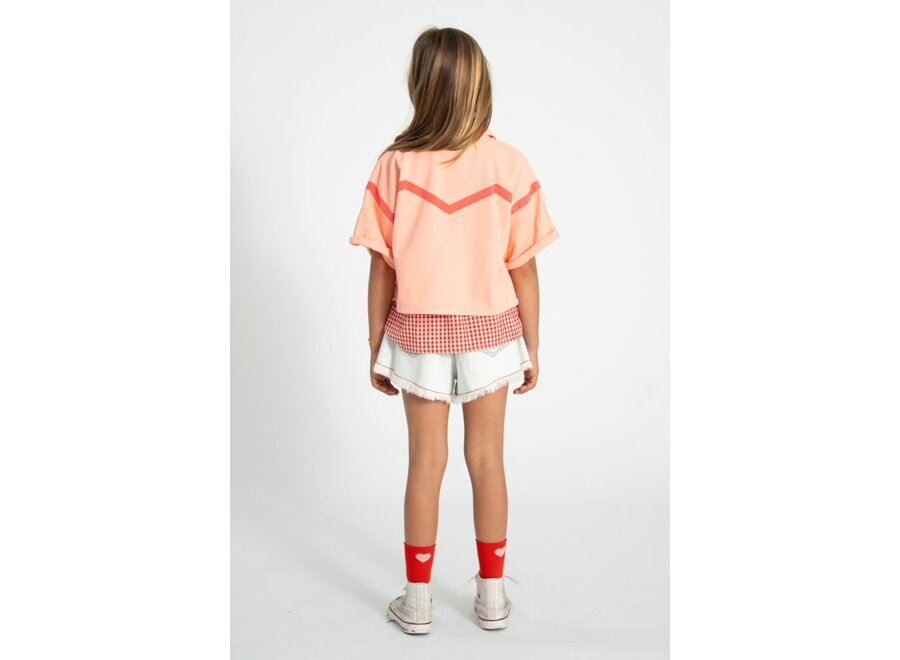 Piupiuchick | Short Sleeves Jacket Pink With Pink Geometric Lines