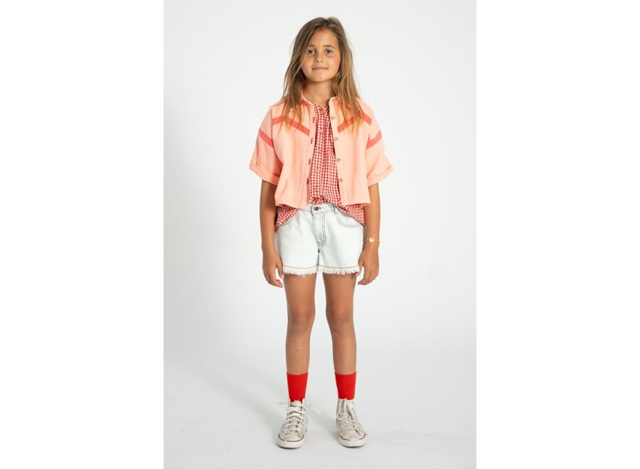 Piupiuchick | Short Sleeves Jacket Pink With Pink Geometric Lines