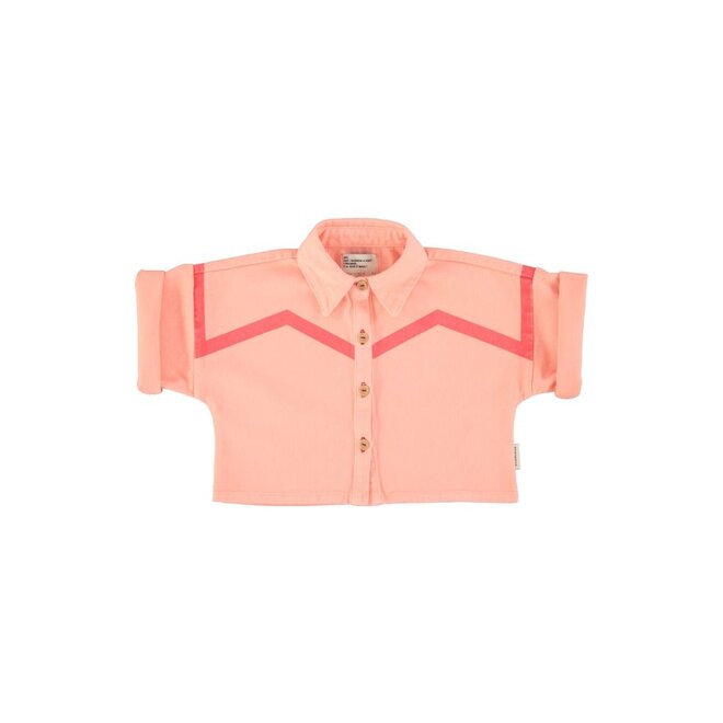 Piupiuchick | Short Sleeves Jacket Pink With Pink Geometric Lines