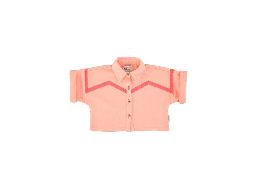 Short Sleeves Jacket Pink With Pink Geometric Lines