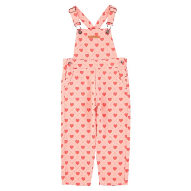 Dungarees Pink With Red Hearts Allover