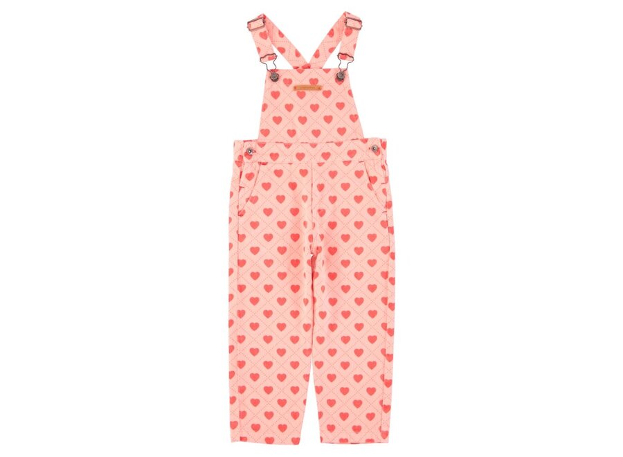 Dungarees Pink With Red Hearts Allover