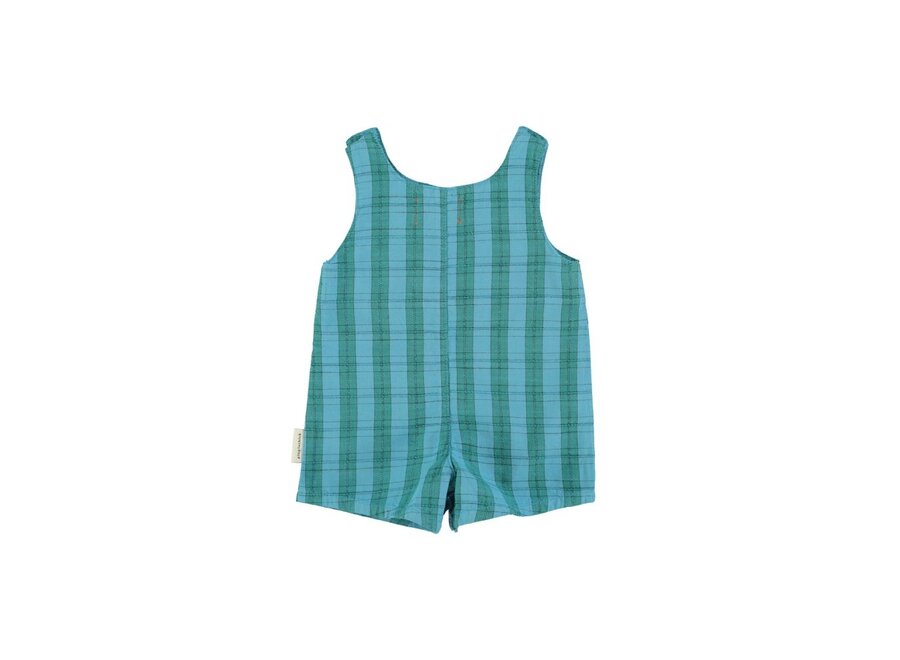 Piupiuchick | Baby Short Jumpsuit Blue/Green Checkered