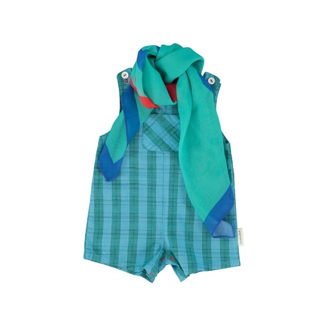 Piupiuchick | Baby Short Jumpsuit Blue/Green Checkered