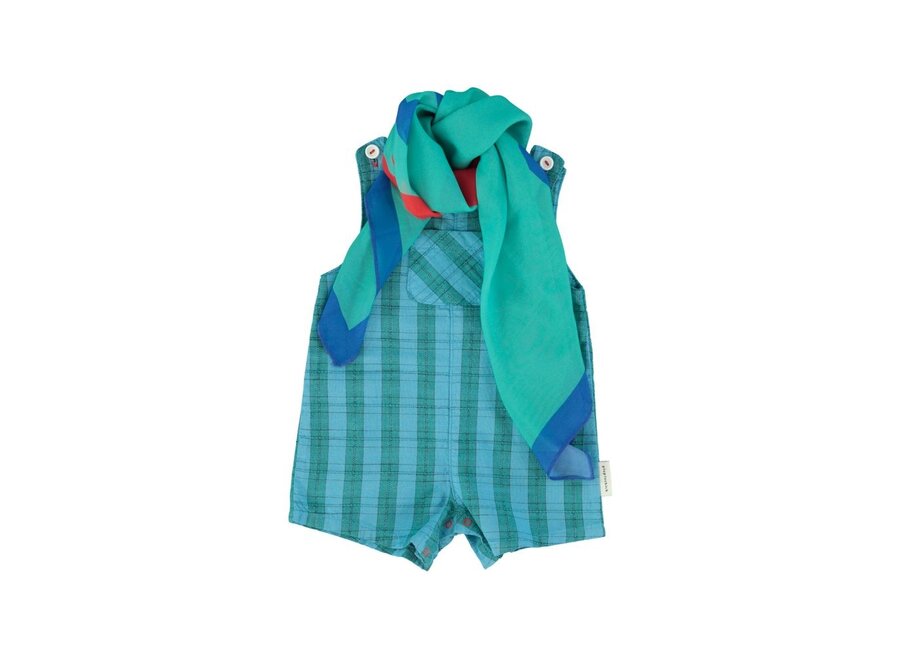 Piupiuchick | Baby Short Jumpsuit Blue/Green Checkered