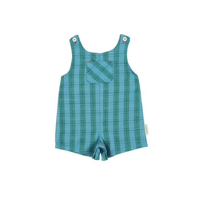 Piupiuchick | Baby Short Jumpsuit Blue/Green Checkered