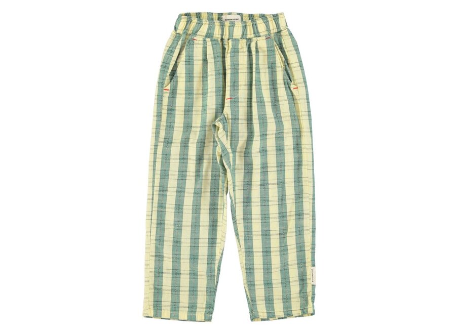 Unisex Trousers Light Yellow Checkered