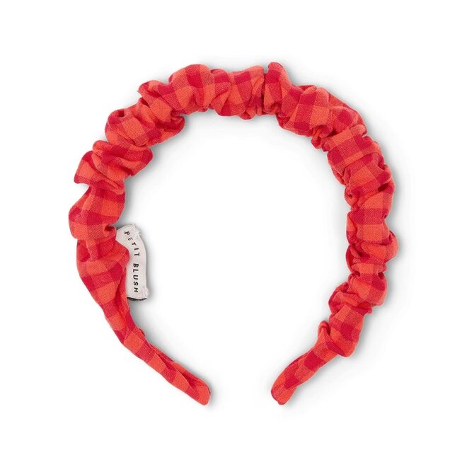 Petit Blush | Smocked Headband Check Red