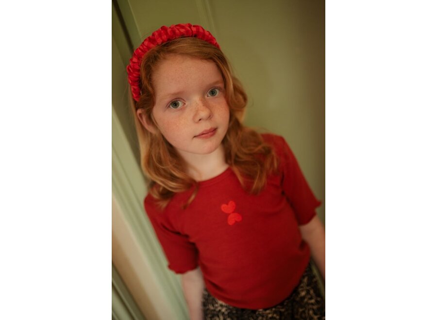 Petit Blush | Smocked Headband Check Red