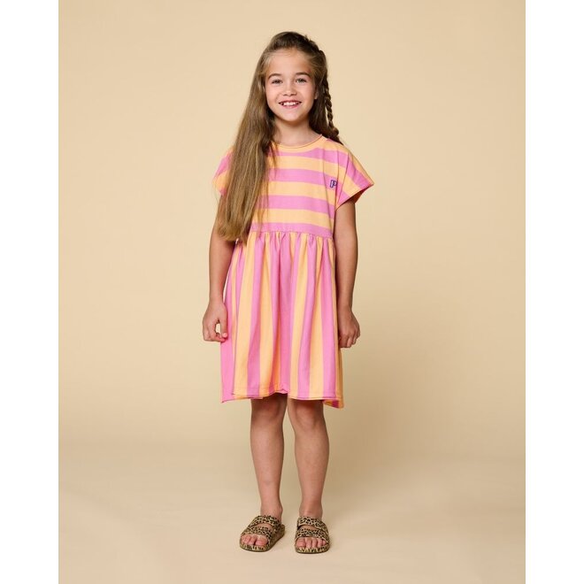 Petit Blush | Stripe Dress Cashmere Rose Peach Cobbler