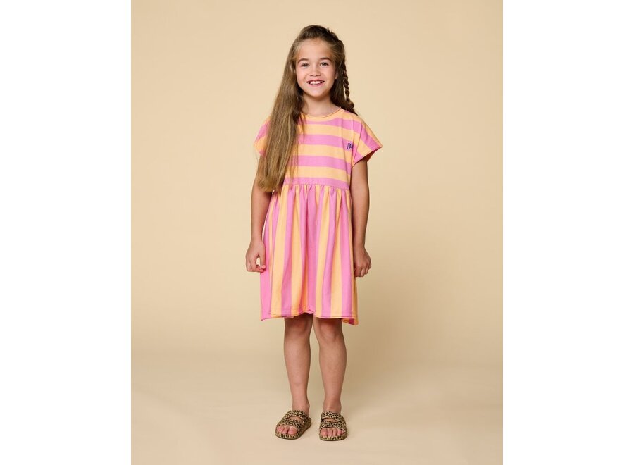 Petit Blush | Stripe Dress Cashmere Rose Peach Cobbler