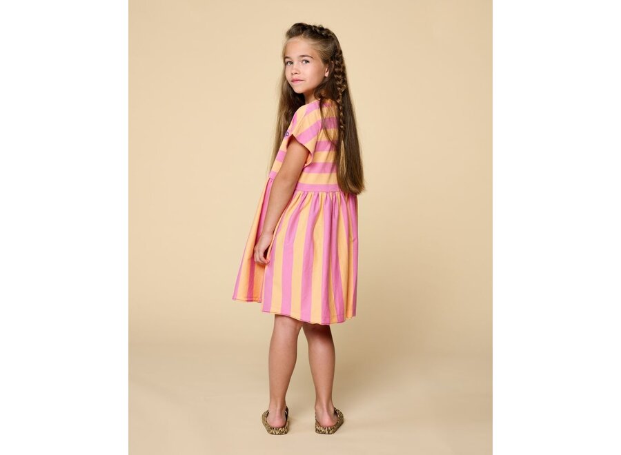 Petit Blush | Stripe Dress Cashmere Rose Peach Cobbler