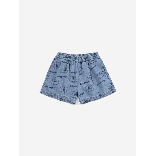 Pickles The Dog All Over Denim Short Prussian Blue