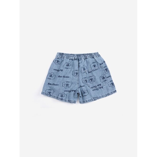 Bobo Choses | Pickles The Dog All Over Denim Short Prussian Blue