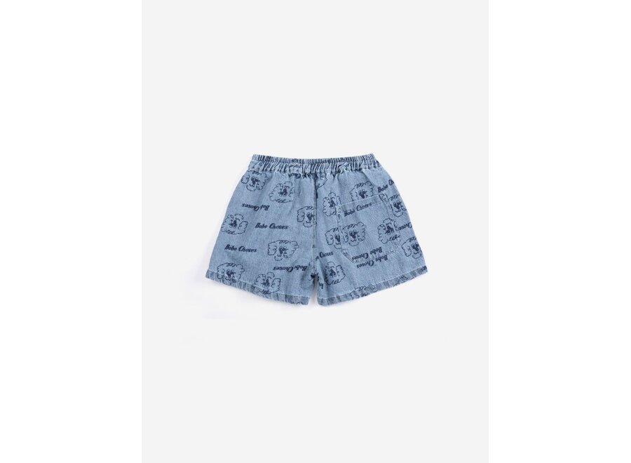 Bobo Choses | Pickles The Dog All Over Denim Short Prussian Blue