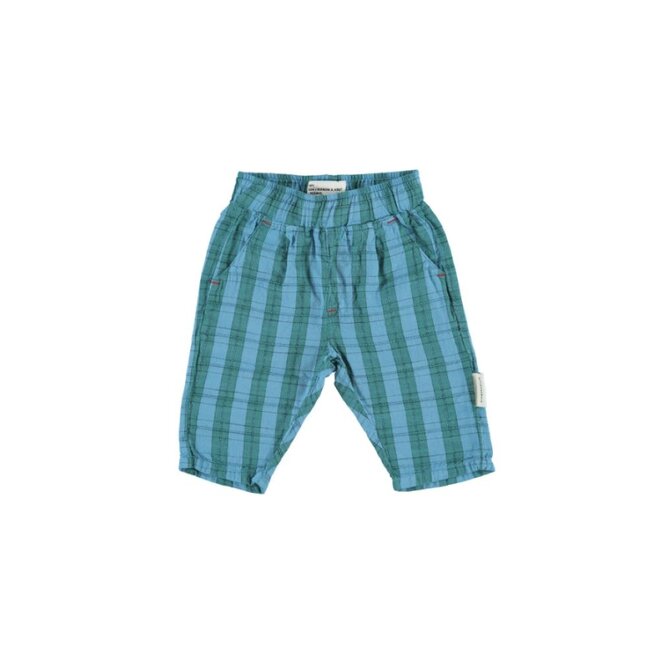 Unisex Baby Trousers Blue/Green Checkered