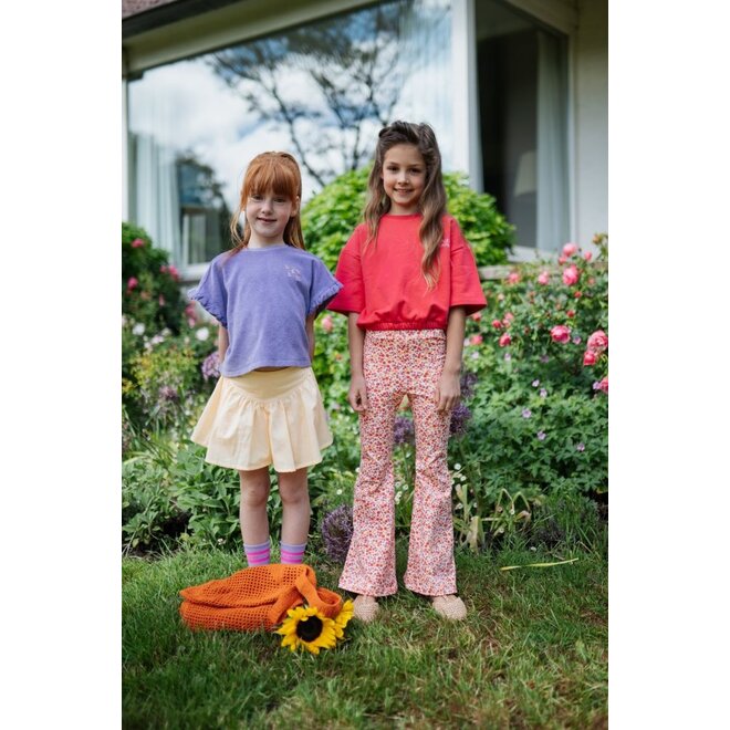 Petit Blush | Bowie Flared Pants Small Flowers AOP