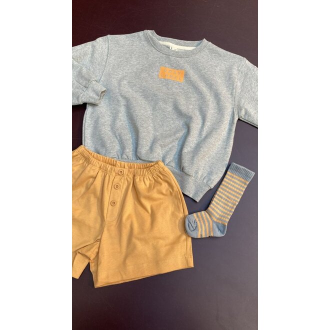 Gray Label | Long Ribbed Socks GOTS Stone Grey / Melon