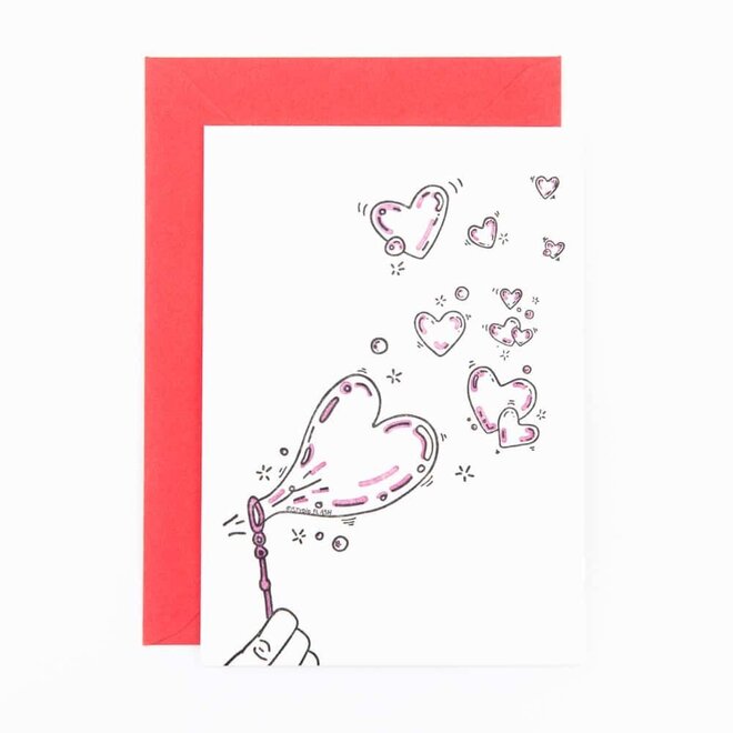 Studio Flash | Letterpress Card ‘heart bubbles’