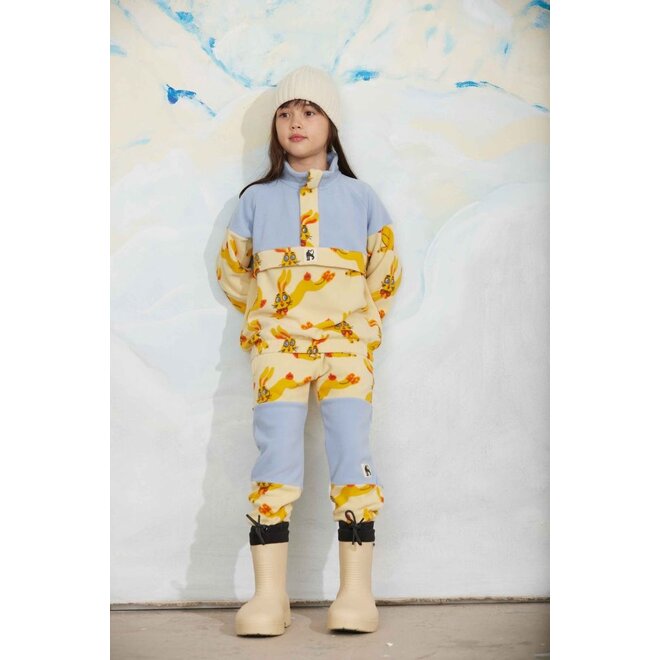 Mini Rodini | Rabbits Aop Fleece Halfzip Sweater Yellow