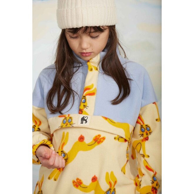 Mini Rodini | Rabbits Aop Fleece Halfzip Sweater Yellow