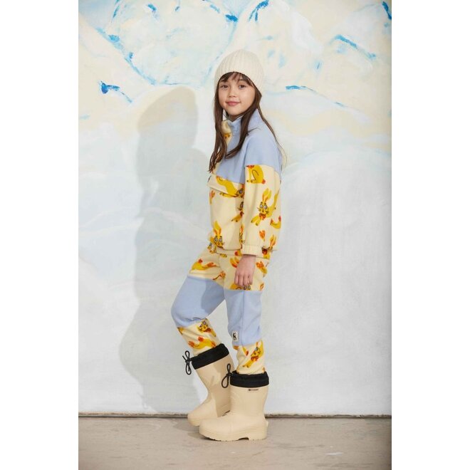 Mini Rodini | Rabbits Aop Fleece Halfzip Sweater Yellow