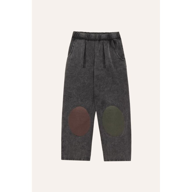 Bicolor Patches Denim Trousers Grey