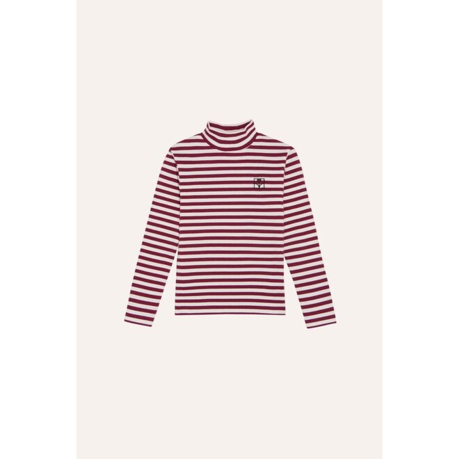 Burgundy Stripes Turtle Neck Tshirt