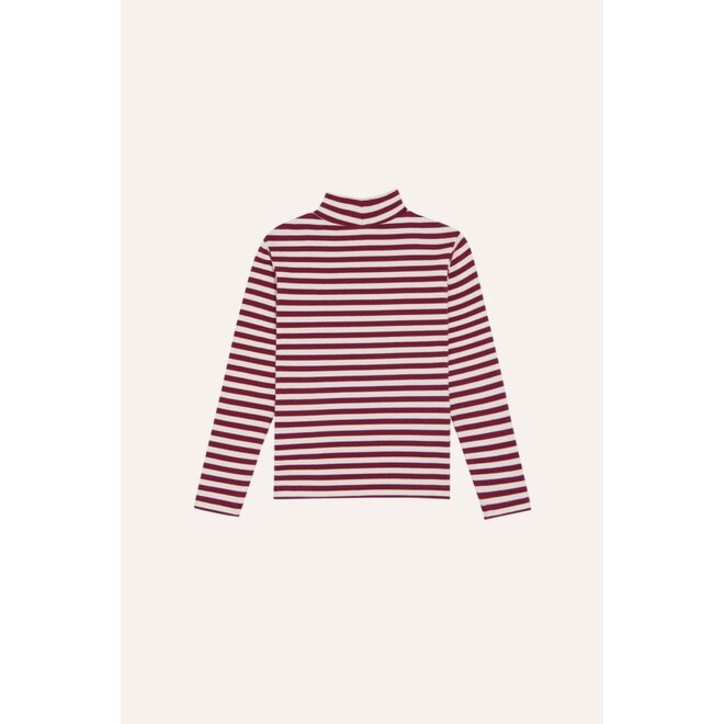 The Campamento | Burgundy Stripes Turtle Neck Tshirt