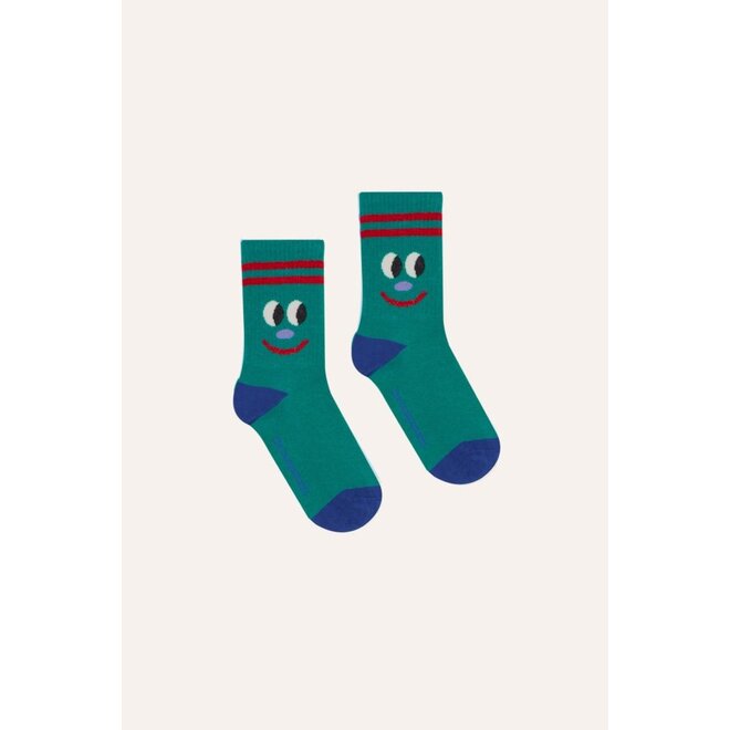 Smiling Face Socks Green