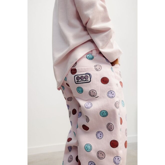 The New Society | Smiley Denim Trouser Smiley Print