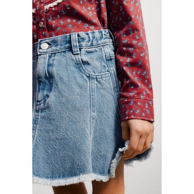 The New Society | Ridge Denim Skirt Mid Blue Denim