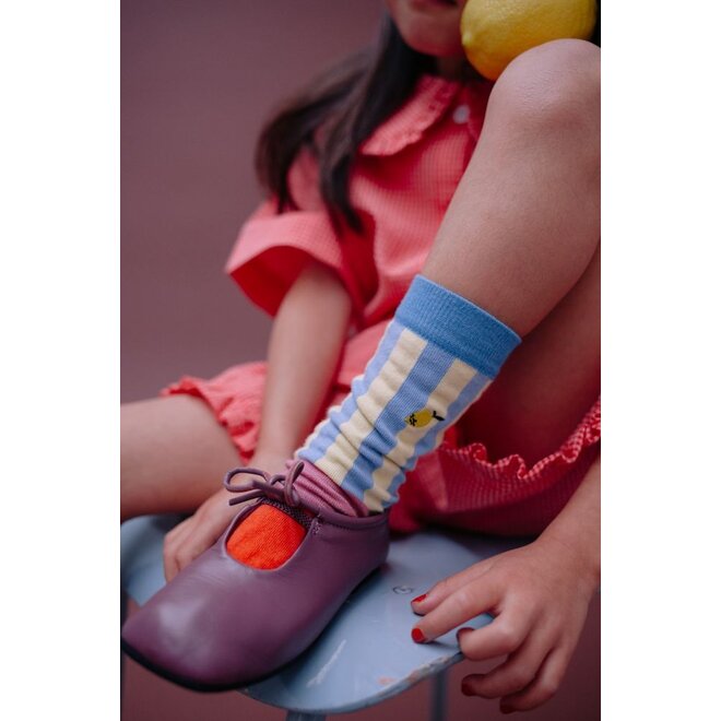 Sticky Lemon | Knee High Socks Lemon Tree Vertical Stripes