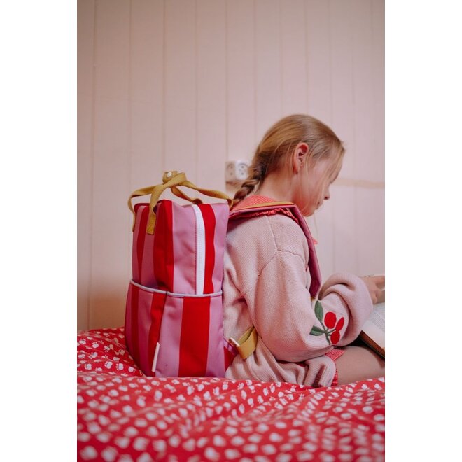 Sticky Lemon | Backpack Medium Lemon Tree Stripes Red Apple + Rosebay Pink