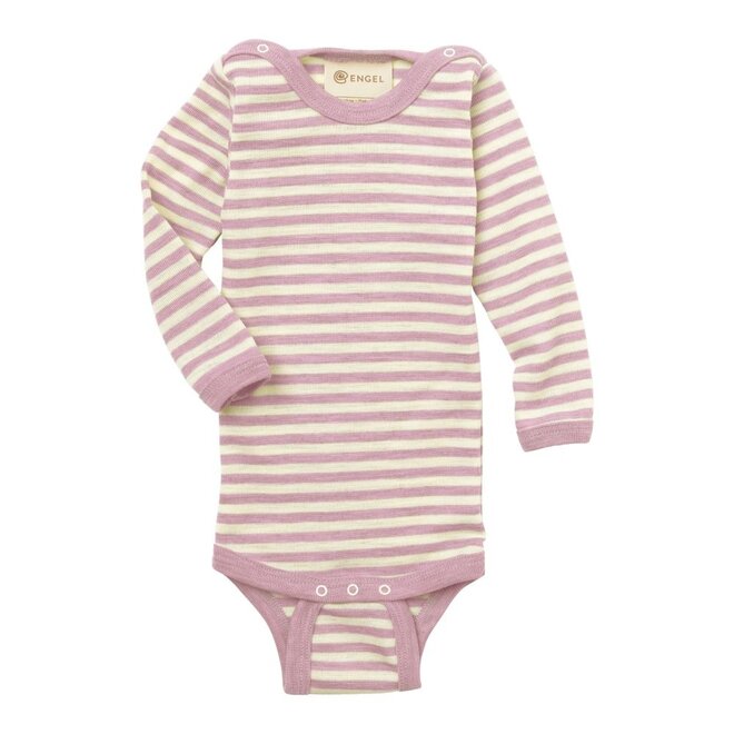 Engel | Wollen Romper Lange Mouw Rosewood Melange/Naturel